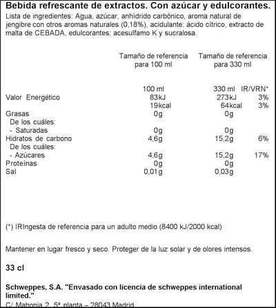 Ginger ale Schweppes lata 33cl