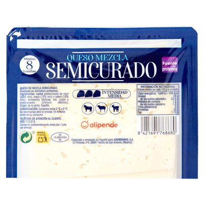 Queso semicurado en lonchas Alipende 200g