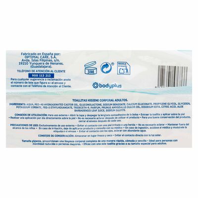 Toallitas Bodyplus 40 unidades adultos