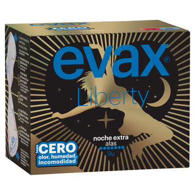 Compresas Evax Liberty 9 unidades alas noche extra