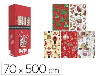 Papel de regalo Navidad B&aacute;sica 70 x 500 Cl&aacute;sico