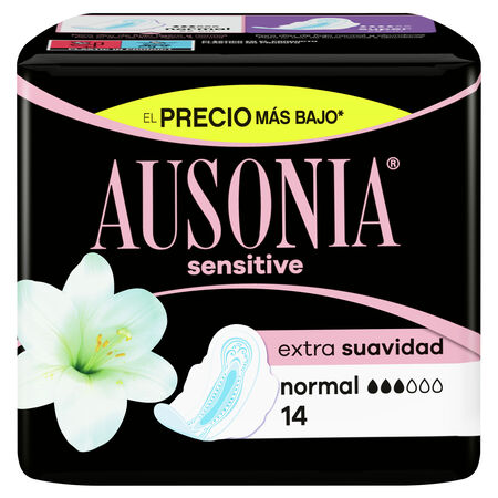 Compresas con alas Ausonia sensitive 14 uds normal
