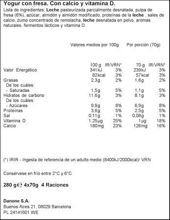 Petit Danonino para llevar pack 4 fresa