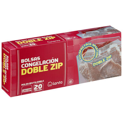 Bolsa congelaci&oacute;n doble zip Lanta 20 unidades