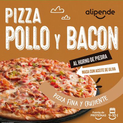 Pizza fina Alipende 375g pollo y bacon