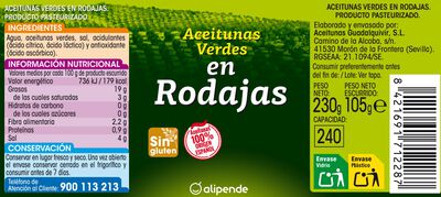 Aceitunas en rodajas Alipende 105g verde