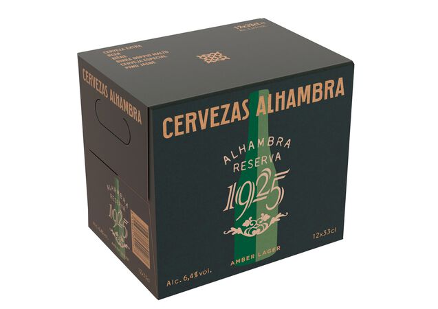 Cerveza dorada Alhambra Reserva 1925 pack 12 botellas 33cl
