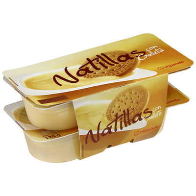 Natillas de vainilla Alipende pack 4 con galleta
