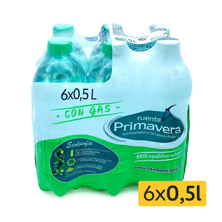 Agua con gas Fuente Primavera 0,5l pack 6