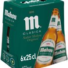 Cerveza rubia Mahou Cl&aacute;sica pack 6 botellas 25cl 