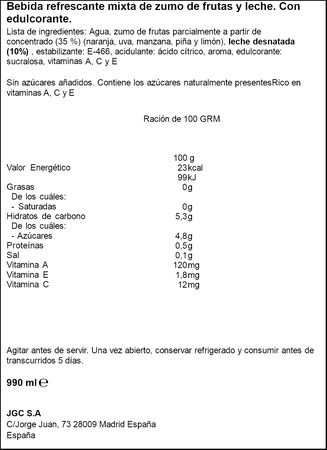 Fruta con leche sin azúcar añadido Caribe Don Simon pack de 3