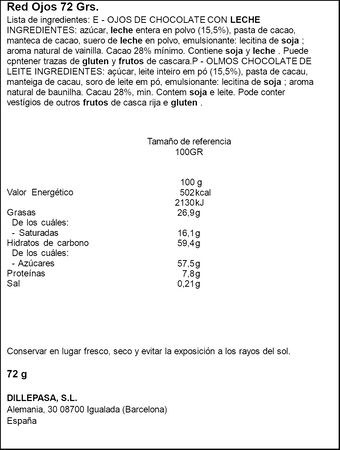 Chocolate ojos Horror 72g