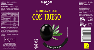 Aceitunas negra con hueso Alipende 185g
