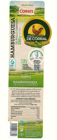 Hamburguesa de pollo campero Coren 2x125gr