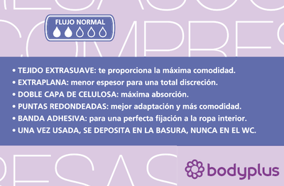 Compresas Bodyplus 20 uds extraplana