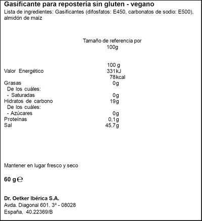 Gasificante para repostería Dr Oetker 5 unidades