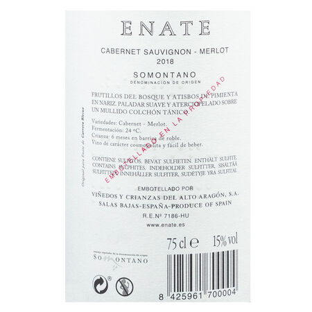 Vino tinto DO Sotomontano Enate merlot