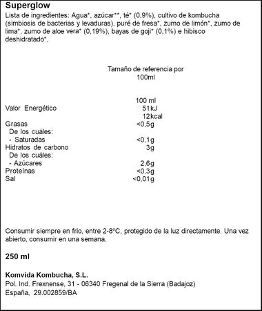 Kombucha superglow Komvida 250ml