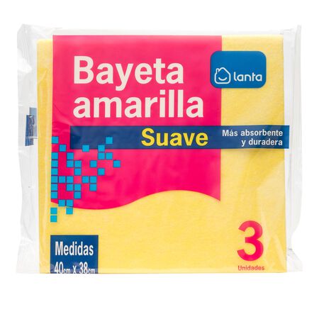 Bayeta Lanta 3 uds suave amarilla multiusos