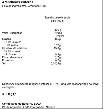 Ar&aacute;ndanos congelados Cn 300g