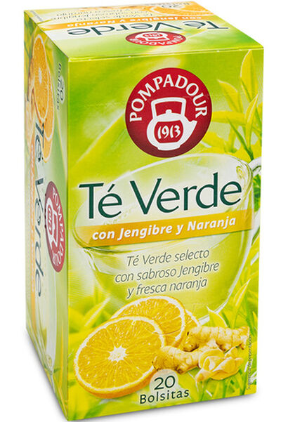 T&eacute; verde Pompadour 20u jengibre con naranja