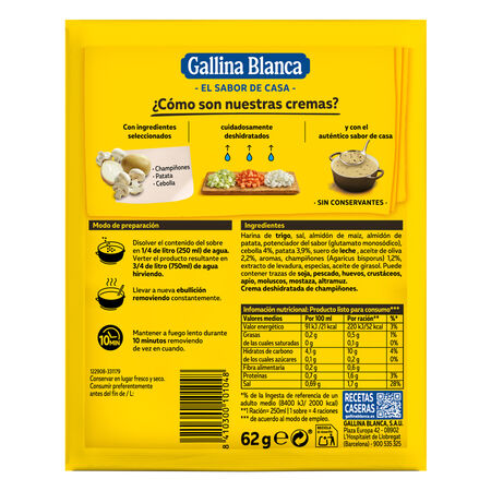 Crema Gallina Blanca 62g champiñones