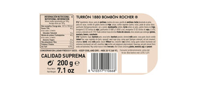 Turrón chocolate 1880 200g bombon rocher