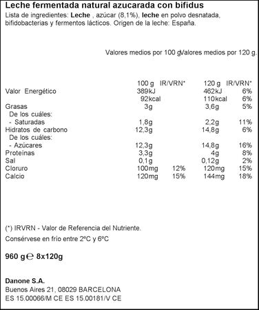 B&iacute;fidus Activia pack 8 azucarado