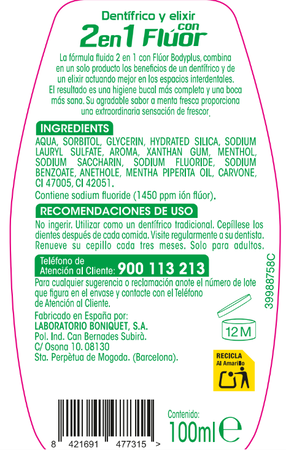 Pasta de dientes Bodyplus 100ml 2en1 flúor
