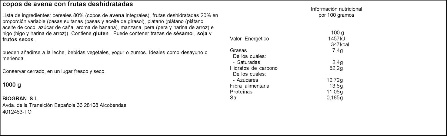Copos de avena Naturcesta 1kg multifruta