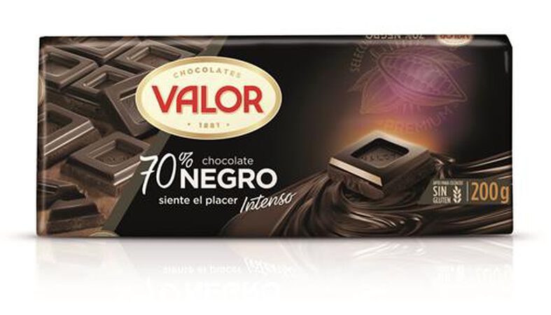 Chocolate negro sin gluten Valor 200g 70% de cacao