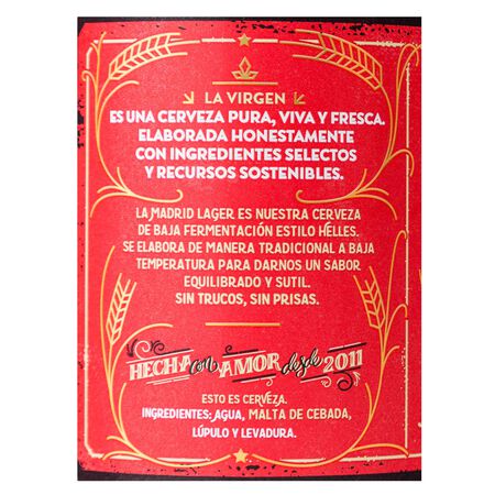 Cerveza artesana La Virgen Madrid botella 33cl 