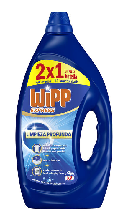 Detergente l&iacute;quido con limpieza profunda Wipp Express 40+40 lavados