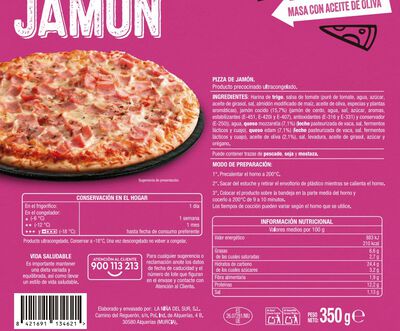 Pizza fina Alipende 350g jam&oacute;n y queso