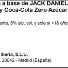 Bebida alcoholica Jack Daniel´s con Coca-cola Zero 33cl