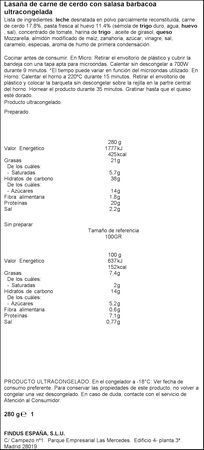 Lasaña La Cocinera barbacoa 280g