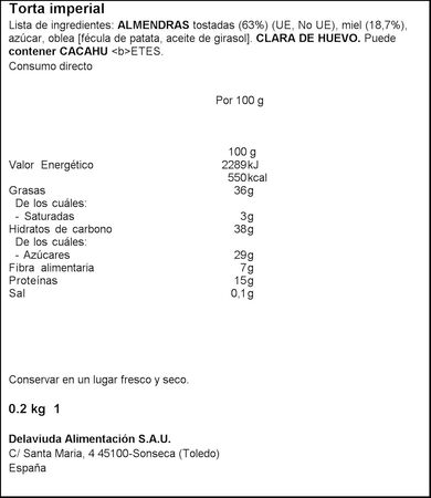 Torta imperial Delaviuda 200gr