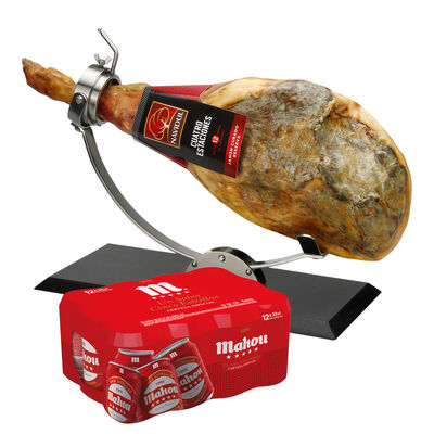 LOTE Jamón Reserva Navidul + Cervezas Mahou 5 Estrellas - pack 12