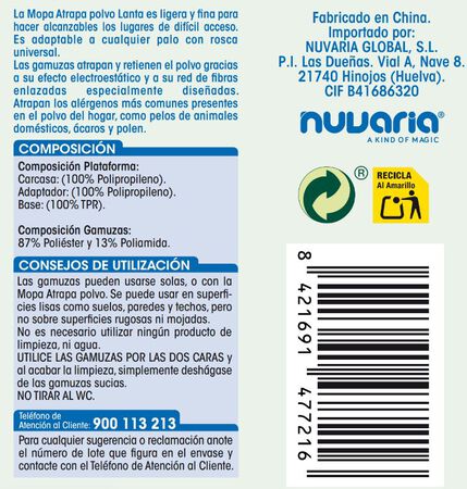Mopa Lanta atrapapolvo con 10 gamuzas de recambio