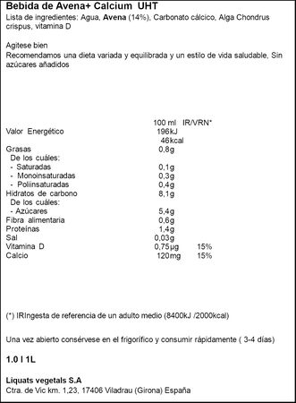 Bebida De Avena Calcio Yosoy 1L