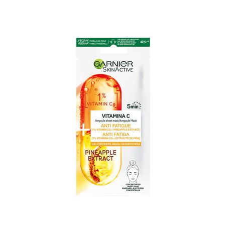 Mascarilla facial Garnier 15g vitamina c con extracto de piña