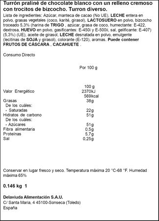 Turrón de praline sabor Pantera Rosa el Almendro 146g