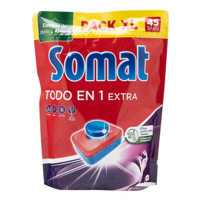 Detergente lavavajillas en pastilla Somat 45 unidades