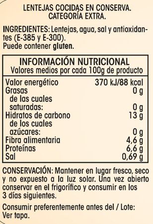 Lenteja cocida Alipende 400g