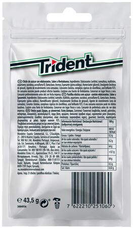 Chicles hierbabuena sin azúcar Trident 30u