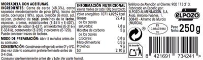 Mortadela Alipende con aceitunas en lonchas 250g