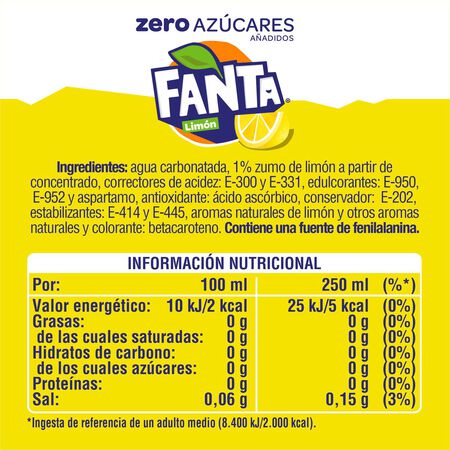 Refresco limón Fanta botella 2l zero