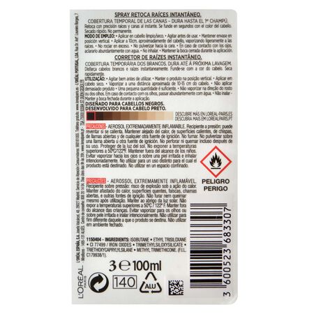 Tinte cabello retoca raíces en spray magic retouch L'Oréal 100ml negro