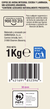 Cereal copos de avena suave Alipende 1kg