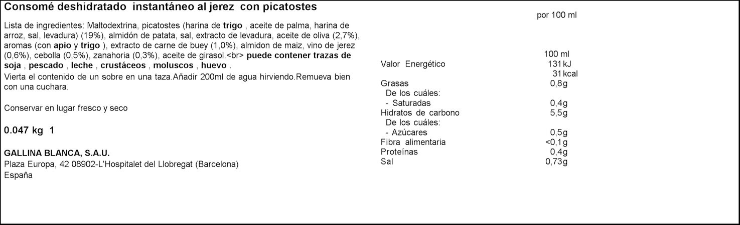 Consomé al jerez Sopinstant 46g con picatostes